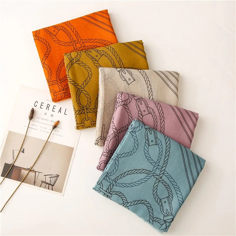 Novi modni ženski luksuzni brendovi, kočija, lanac, rubni šal, ženski šalovi s printom i ogrtači, ženski šalovi Echarpe dizajner 180*90 cm