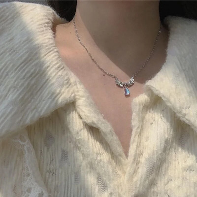 Uus läikiv liblikas kaelakee naistele peen kahekihiline rangluu kett kaelakee daamidele kingitus