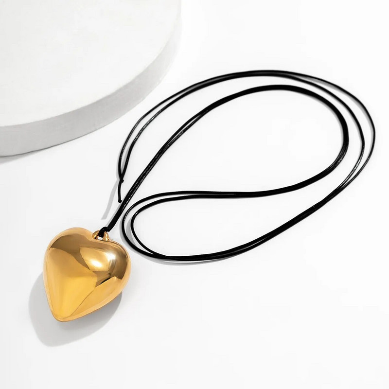 Goth melna samta liela sirds kulonu kaklarota ar kaklarotu sievietēm Eleganta pinuma mezglota tauriņa regulējama ķēde Jaungada rotaslietas