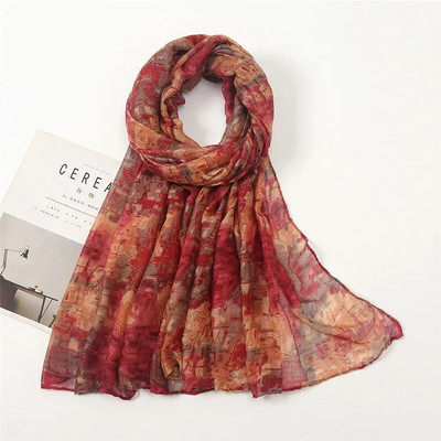 Φθινοπωρινή Μόδα ελαιογραφία Φουλάρι σάλι βισκόζης υψηλής ποιότητας τύπωμα μαλακό πασμίνα με κλεμμένο περιτύλιγμα Snood Muslim Hijab 180*80cm