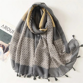 Modni ženski šal proljeće jesen viskozni šal luksuzni aztečki geometrijski kićanke pašmine umotavanje echarpe rubovi muslimanski hidžab