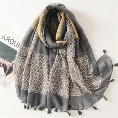 Modni ženski šal proljeće jesen viskozni šal luksuzni aztečki geometrijski kićanke pašmine umotavanje echarpe rubovi muslimanski hidžab