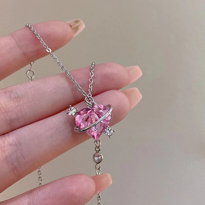 Modna ženska ogrlica s privjeskom od kristalnog cirkonskog križa za djevojke, ogrlica s kristalnim lancem, punk nakit za zabave