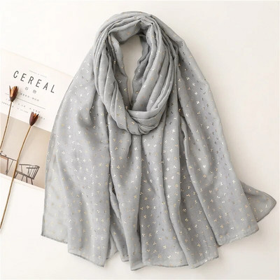 Jesenska moda Zlatna omča Vrtni cvjetni šal od viskoze Bling Bling Mekani hidžab šalovi i namoti Ženski šalovi Echarpe Dizajner