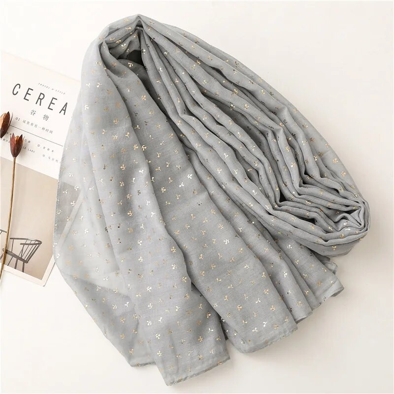 Jesenska moda Zlatna omča Vrtni cvjetni šal od viskoze Bling Bling Mekani hidžab šalovi i namoti Ženski šalovi Echarpe Dizajner