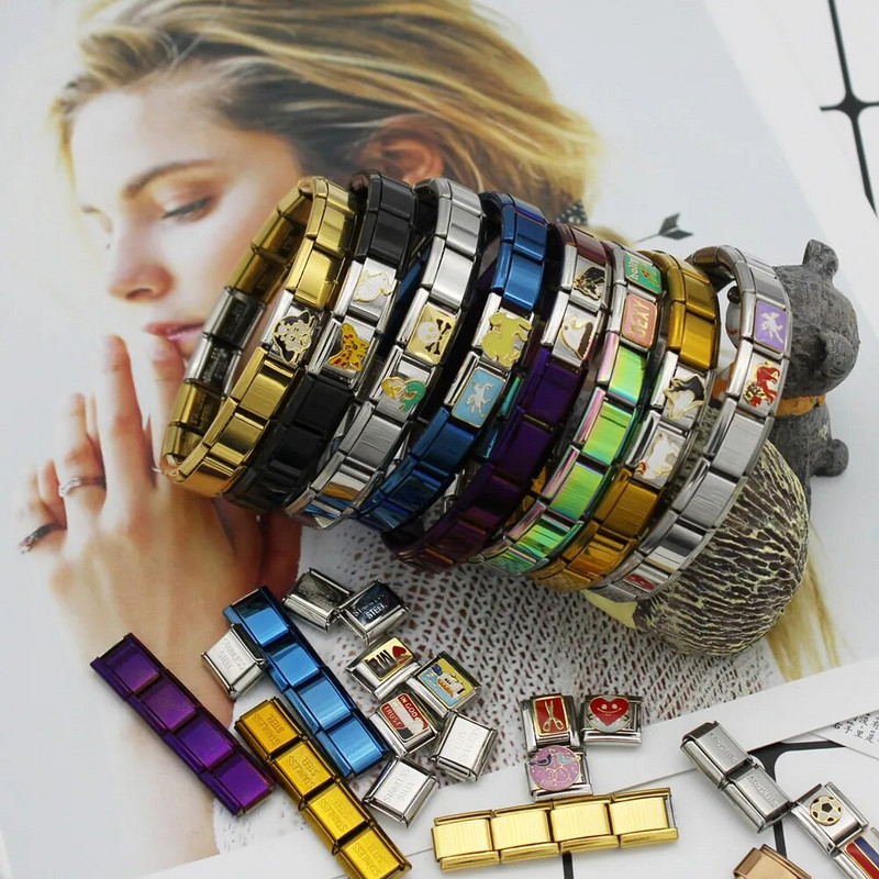 Hapiship jaunas sieviešu rotaslietas 9 mm platums, itāļu elastīga šarmu rokassprādze, modes nerūsējošā tērauda rokassprādze ST-