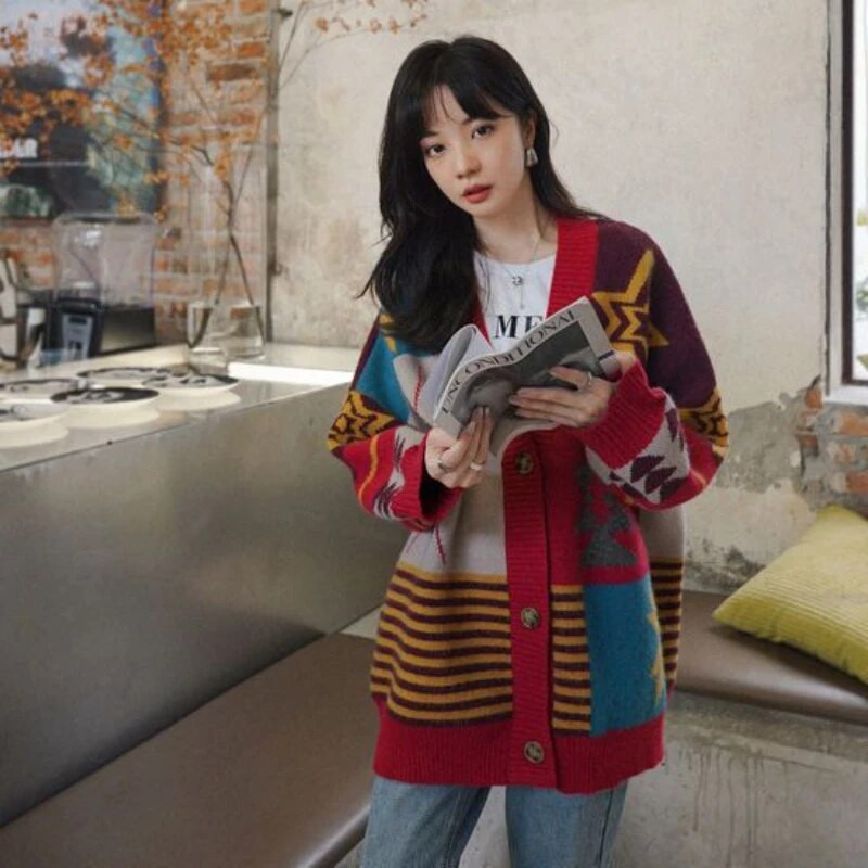 Korejski modni pleteni pulover s dugim rukavima prekomjerne veličine Ženska vintage odjeća Dizajnerska božićna pletenina Y2k 2023 Novo