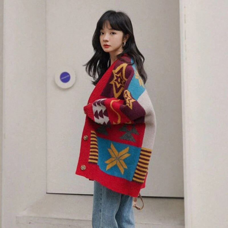 Korejski modni pleteni pulover s dugim rukavima prekomjerne veličine Ženska vintage odjeća Dizajnerska božićna pletenina Y2k 2023 Novo