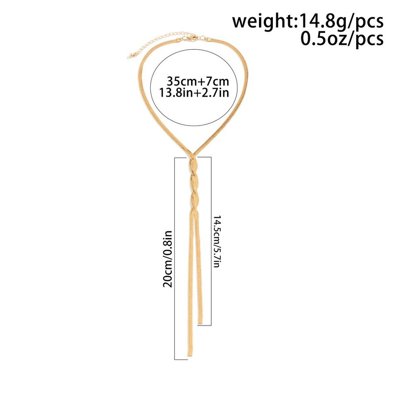 Ingemark Kpop podesiva ravna zmija ogrlica s dugim lancem za žene Wed Temperament Weave Link Choker Prsa i vrat Nakit Poklon Novo