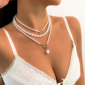 Κομψό vintage απομίμηση-μαργαριτάρι Love Heart κρεμαστό κολιέ τσόκερ Γυναικείο πανκ OT πόρπη Bead Chain Wed Κοσμήματα Y2K Αξεσουάρ