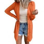 Őszi női kardigán kabát laza egyszínű hosszú vékony, egysoros tiszta színű kardigán dzseki női ruházat