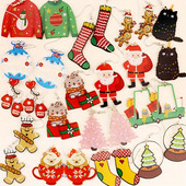 Božićne viseće naušnice Žene s Djedom Mrazom Kolačići od đumbira Dizajn čarapa za božićno drvce Preslatki ženski dar