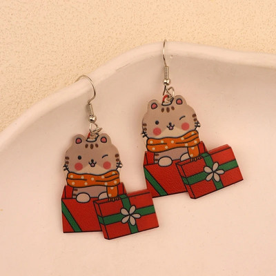 Božićne viseće naušnice Žene s Djedom Mrazom Kolačići od đumbira Dizajn čarapa za božićno drvce Preslatki ženski dar