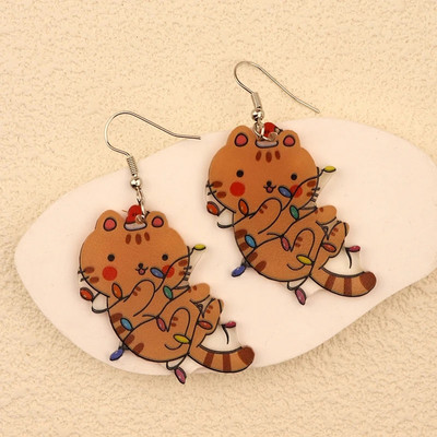 Božićne viseće naušnice Žene s Djedom Mrazom Kolačići od đumbira Dizajn čarapa za božićno drvce Preslatki ženski dar