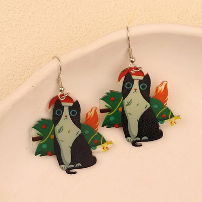 Božićne viseće naušnice Žene s Djedom Mrazom Kolačići od đumbira Dizajn čarapa za božićno drvce Preslatki ženski dar