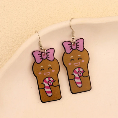 Božićne viseće naušnice Žene s Djedom Mrazom Kolačići od đumbira Dizajn čarapa za božićno drvce Preslatki ženski dar