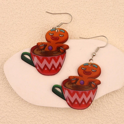 Božićne viseće naušnice Žene s Djedom Mrazom Kolačići od đumbira Dizajn čarapa za božićno drvce Preslatki ženski dar