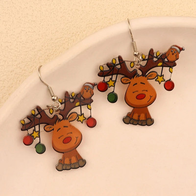 Božićne viseće naušnice Žene s Djedom Mrazom Kolačići od đumbira Dizajn čarapa za božićno drvce Preslatki ženski dar