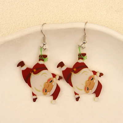 Božićne viseće naušnice Žene s Djedom Mrazom Kolačići od đumbira Dizajn čarapa za božićno drvce Preslatki ženski dar