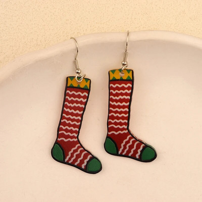 Božićne viseće naušnice Žene s Djedom Mrazom Kolačići od đumbira Dizajn čarapa za božićno drvce Preslatki ženski dar
