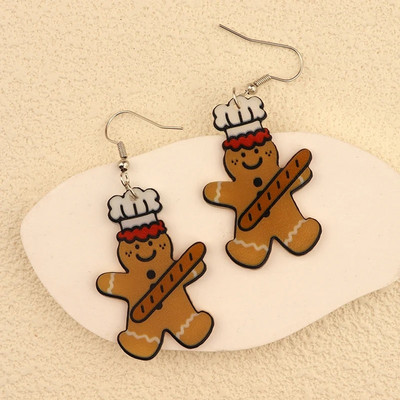 Božićne viseće naušnice Žene s Djedom Mrazom Kolačići od đumbira Dizajn čarapa za božićno drvce Preslatki ženski dar