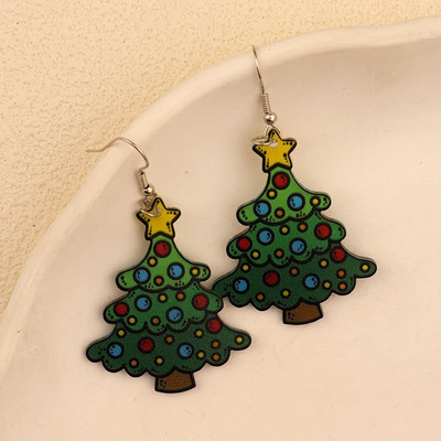 Božićne viseće naušnice Žene s Djedom Mrazom Kolačići od đumbira Dizajn čarapa za božićno drvce Preslatki ženski dar