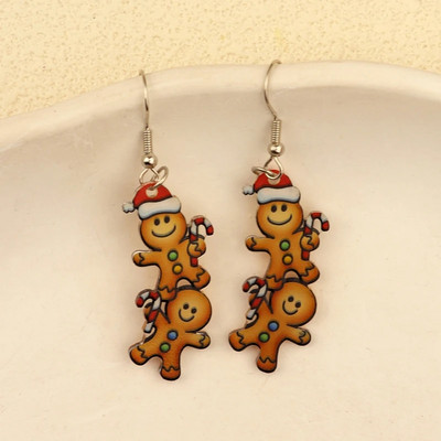 Božićne viseće naušnice Žene s Djedom Mrazom Kolačići od đumbira Dizajn čarapa za božićno drvce Preslatki ženski dar