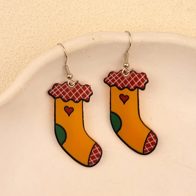 Božićne viseće naušnice Žene s Djedom Mrazom Kolačići od đumbira Dizajn čarapa za božićno drvce Preslatki ženski dar