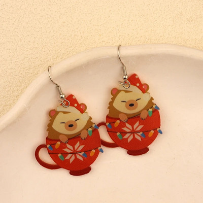 Božićne viseće naušnice Žene s Djedom Mrazom Kolačići od đumbira Dizajn čarapa za božićno drvce Preslatki ženski dar