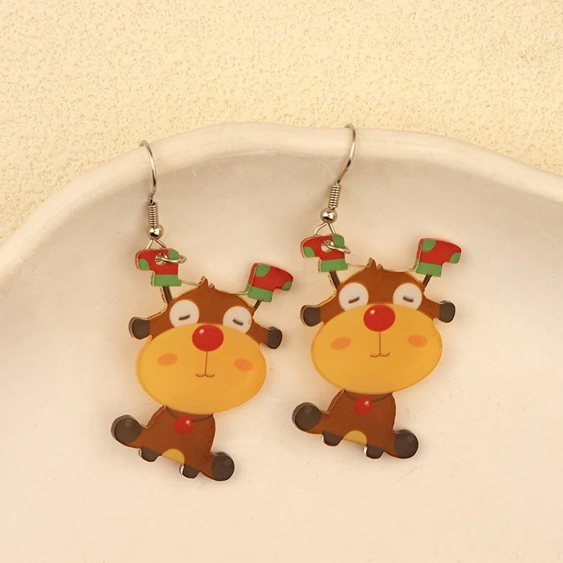 Božićne viseće naušnice Žene s Djedom Mrazom Kolačići od đumbira Dizajn čarapa za božićno drvce Preslatki ženski dar