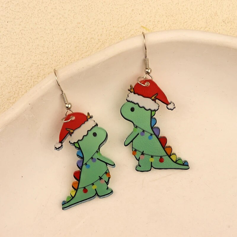 Božićne viseće naušnice Žene s Djedom Mrazom Kolačići od đumbira Dizajn čarapa za božićno drvce Preslatki ženski dar