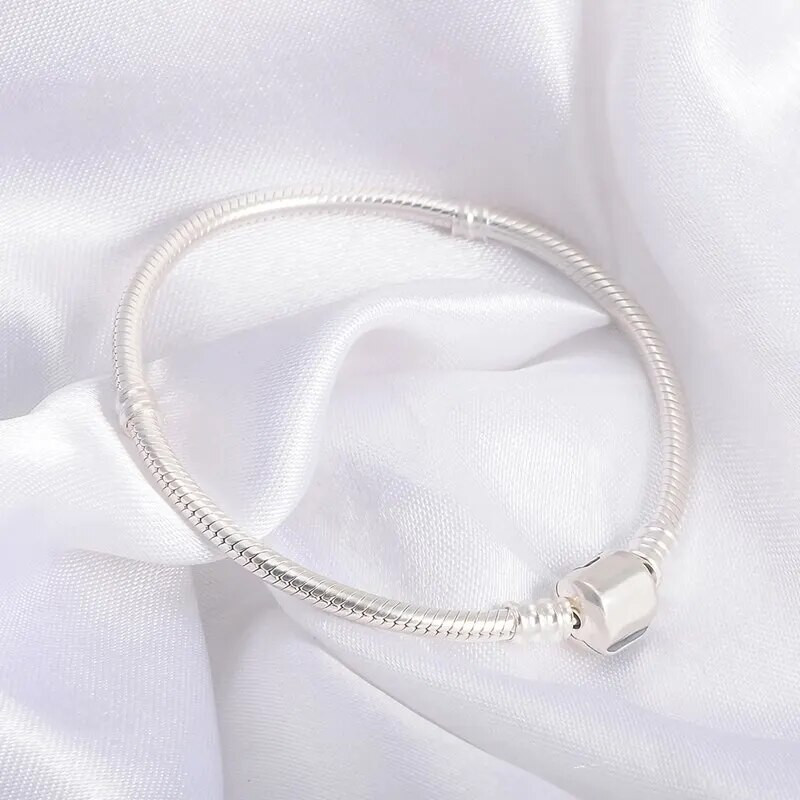 Oriģināla 19 cm sudraba čūskas ķēdes rokassprādze Droša sirds aizdares krelles piekariņi aproce sievietēm DIY rotaslietu izgatavošana