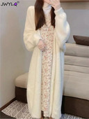 Zimski topli pleteni pulover Ženski kardigan od umjetne nerca od kašmira Labavi na povlačenje Ženski šišmiš rukavi Dugi kaput Gornja odjeća