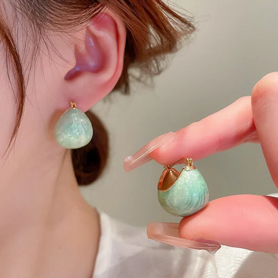 Nove ružičaste kavane okrugle emajlirane naušnice s nitnama za žene Modni nakit Vintage Boucle d'oreille Femme Brincos