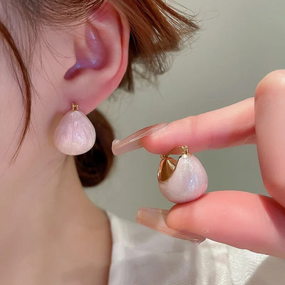 Nove ružičaste kavane okrugle emajlirane naušnice s nitnama za žene Modni nakit Vintage Boucle d'oreille Femme Brincos