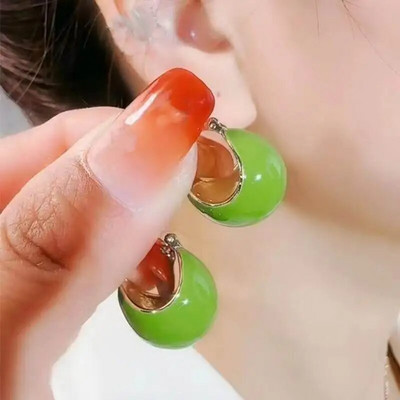 Nove ružičaste kavane okrugle emajlirane naušnice s nitnama za žene Modni nakit Vintage Boucle d'oreille Femme Brincos