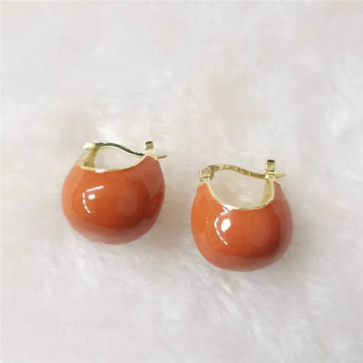 Nove ružičaste kavane okrugle emajlirane naušnice s nitnama za žene Modni nakit Vintage Boucle d'oreille Femme Brincos