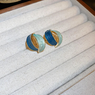 Nove ružičaste kavane okrugle emajlirane naušnice s nitnama za žene Modni nakit Vintage Boucle d'oreille Femme Brincos