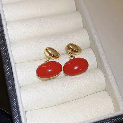 Nove ružičaste kavane okrugle emajlirane naušnice s nitnama za žene Modni nakit Vintage Boucle d'oreille Femme Brincos