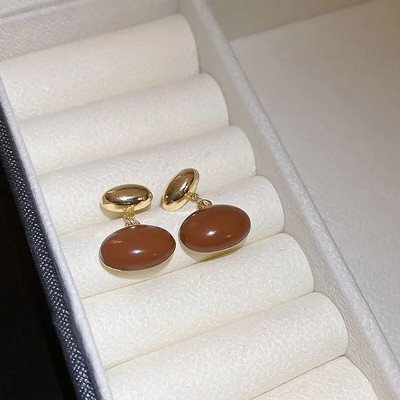 Nove ružičaste kavane okrugle emajlirane naušnice s nitnama za žene Modni nakit Vintage Boucle d'oreille Femme Brincos