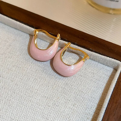 Nove ružičaste kavane okrugle emajlirane naušnice s nitnama za žene Modni nakit Vintage Boucle d'oreille Femme Brincos