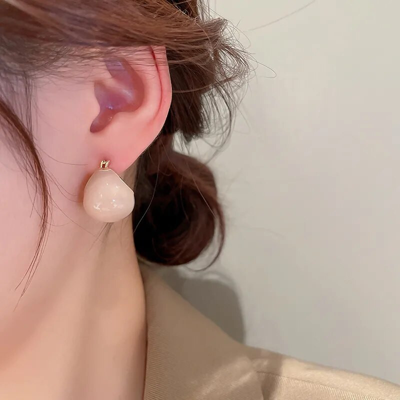 Nove ružičaste kavane okrugle emajlirane naušnice s nitnama za žene Modni nakit Vintage Boucle d'oreille Femme Brincos