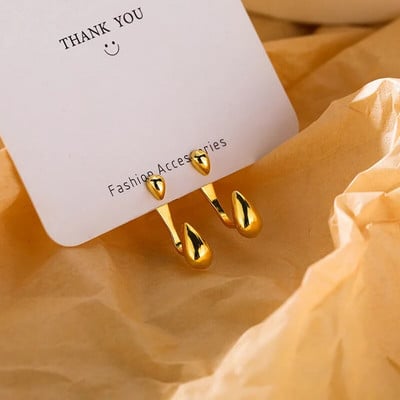 Jednostavne zdepaste kapljice vode Napola prazne naušnice s nitnama za žene Punk Metal zlatne boje Naušnice s kukom u obliku slova C Nakit Poklon u trendu 2023.