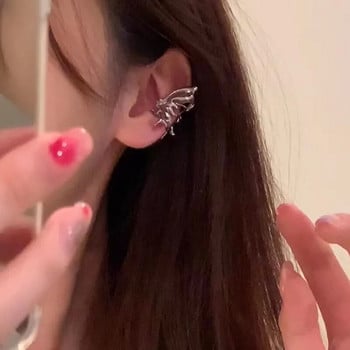 Модна пънк пеперуда елфска щипка за уши 2023 Модерен дизайн Течен метал Крило Маншет за ухо без пиърсинг Обеци за жени Момичета Бижута