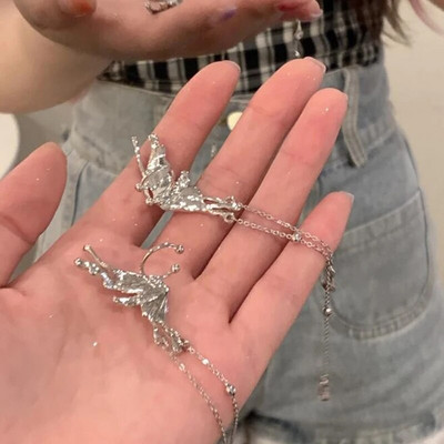 Fashion Punk Butterfly Elf Ear Clip 2023 Trendy Design Liquid Metal Wing Manžeta za uši bez piercinga Nakit za žene Djevojke