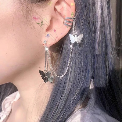 Fashion Punk Butterfly Elf Ear Clip 2023 Trendy Design Liquid Metal Wing Manžeta za uši bez piercinga Nakit za žene Djevojke
