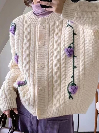 Naiste ülisuur kardigan O-kaelusega sügistalvised mantlid Korea mood, magus kampsun Armas soe kootud kardigan naistele