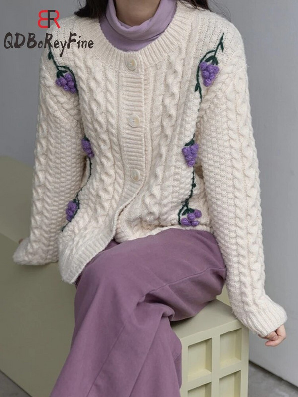 Naiste ülisuur kardigan O-kaelusega sügistalvised mantlid Korea mood, magus kampsun Armas soe kootud kardigan naistele