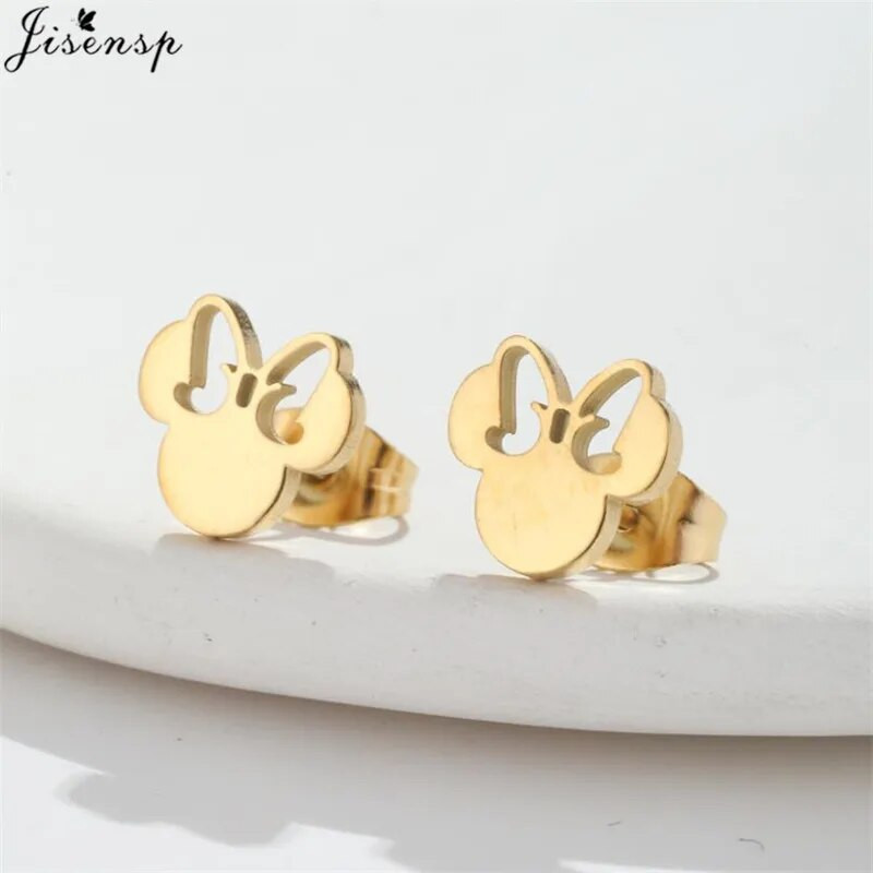 Minimalističke naušnice od nehrđajućeg čelika Ženske čizme višestrukih stilova Glazba Leaf Mouse Stud Naušnica Cool Girls Kaubojski šešir Nitne Poklon