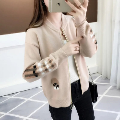 UHYTGF Jesen Zima Pleteni kardigani Kaput Ženski pleteni pulover s patentnim zatvaračem Modni pulover dugih rukava iz crtića Lijepe ženske majice